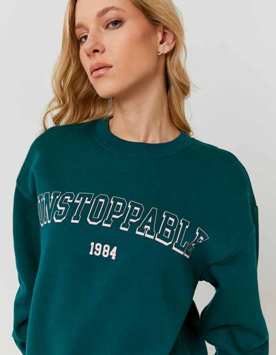 TALLY WEiJL, Green Sweatshirt with Graphic Detail for Women