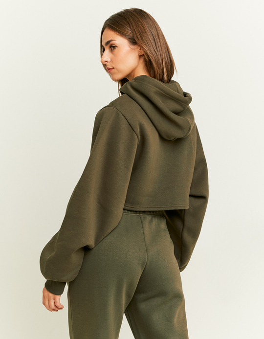 TALLY WEiJL, Khaki Cropped Sweatshirt with Front Print for Women