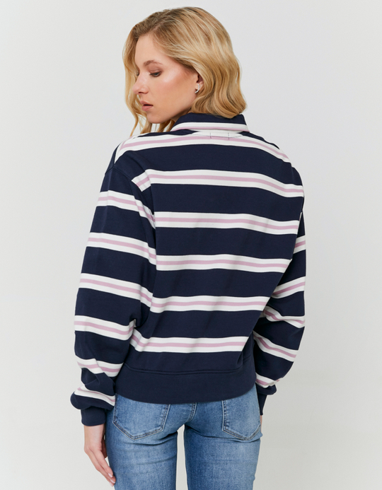 TALLY WEiJL, Sweat Bleu Rayé à Boutons for Women
