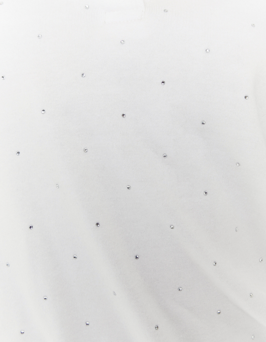 TALLY WEiJL, White Buttoned Sweatshirt with Rhinestones for Women