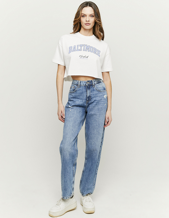TALLY WEiJL, Printed Cropped Short Sleeves T-shirt for Women