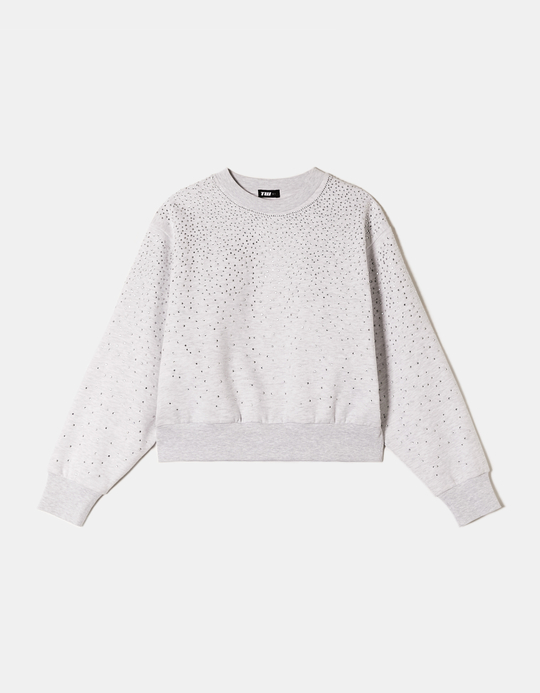 TALLY WEiJL, Graues Sweatshirt mit Strass for Women