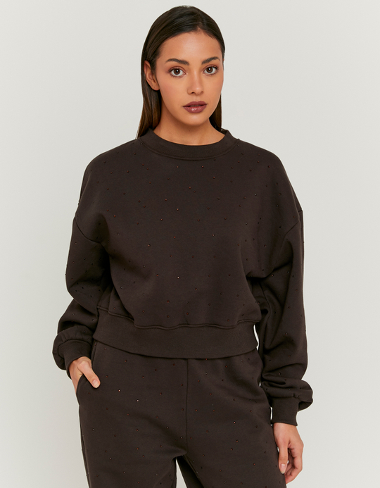 TALLY WEiJL, Brown Sweatshirt with Rhinestones for Women