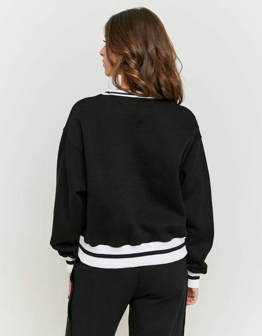 TALLY WEiJL, Black Printed Sweatshirt with White Stripes for Women