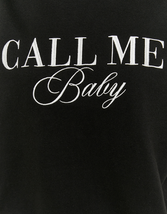 TALLY WEiJL, Black Printed Sweatshirt with White Stripes for Women