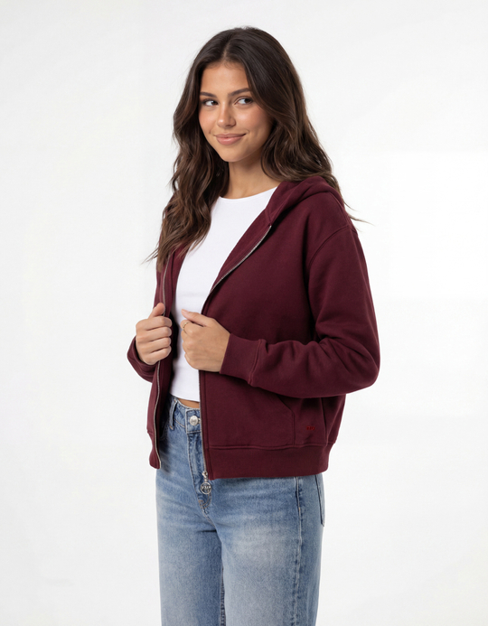 TALLY WEiJL, Φούτερ με Φερμουάρ Μπορντώ for Women