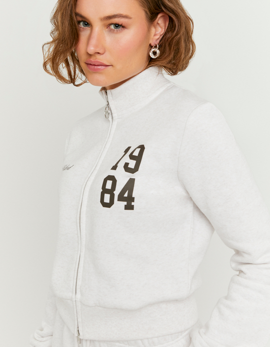 TALLY WEiJL, Beige Printed Zip Up Sweatshirt for Women