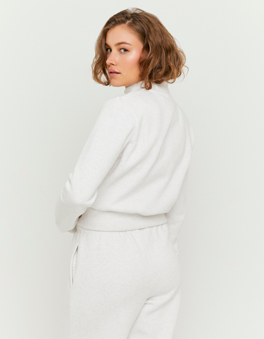 TALLY WEiJL, Beigefarbenes bedrucktes Zip-Up Sweatshirt for Women