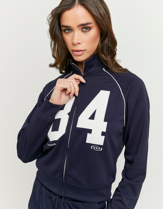TALLY WEiJL, Blaues besticktes Sweatshirt mit Reissverschluss for Women