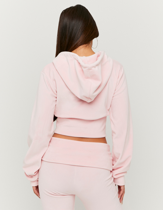 TALLY WEiJL, Pink Velvet Zip Up Hoodie for Women
