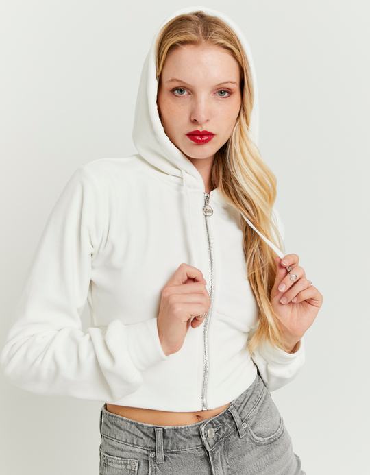 TALLY WEiJL, Weisse Basic Cropped Zip-Up Hoodie for Women