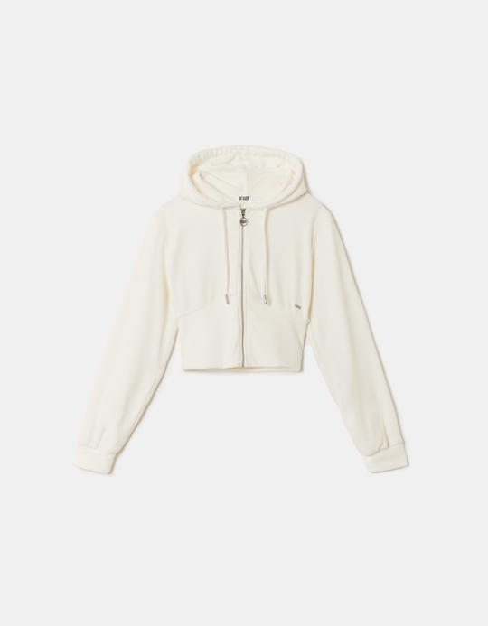 TALLY WEiJL, Weisse Basic Cropped Zip-Up Hoodie for Women