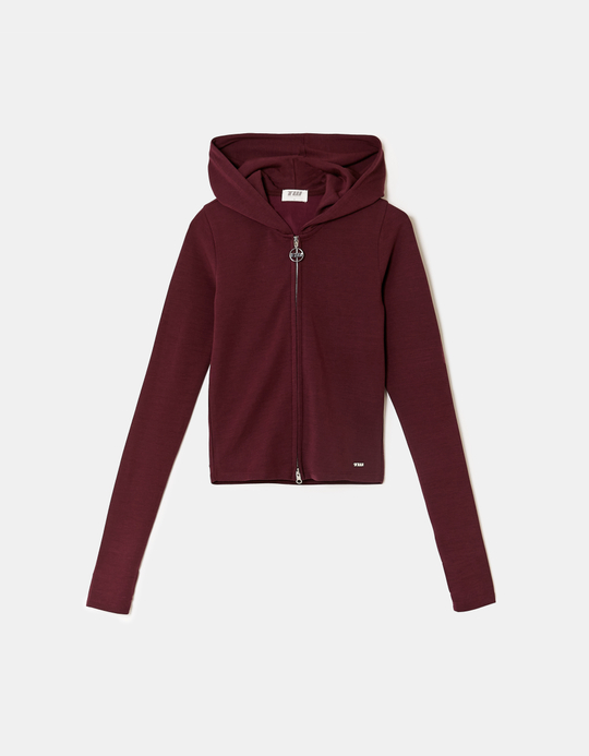 TALLY WEiJL, Burgundy Zip Up Hoodie for Women