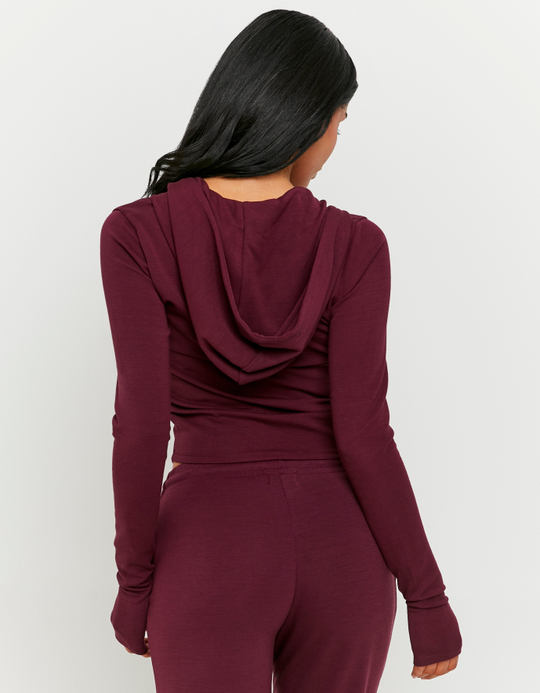 TALLY WEiJL, Burgundy Zip Up Hoodie for Women