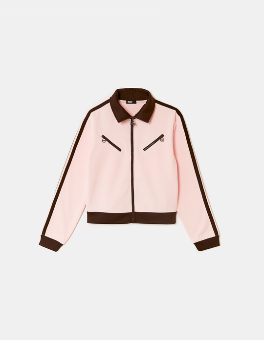 TALLY WEiJL, Felpa Rosa a Righe con Zip for Women