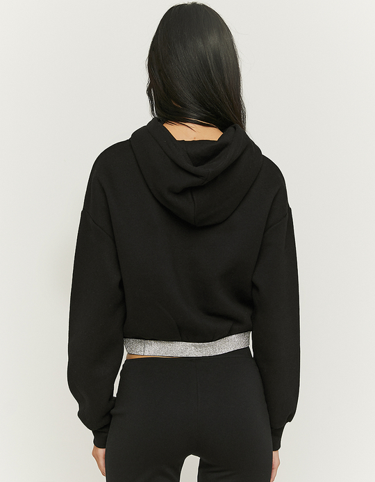 TALLY WEiJL, Sweat à Capuche Court à Strass Noir for Women