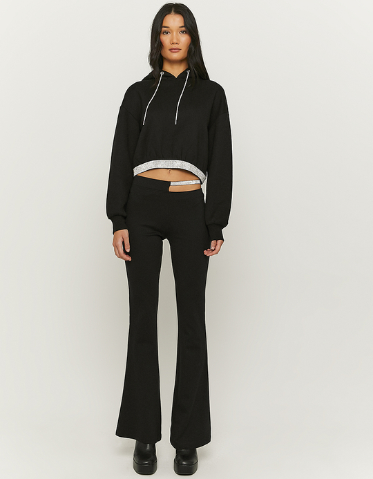 TALLY WEiJL, Sweat à Capuche Court à Strass Noir for Women