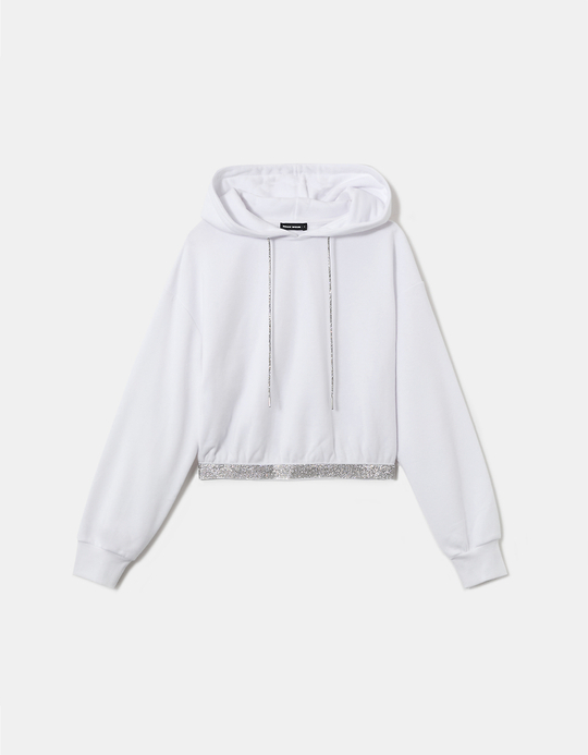 TALLY WEiJL, Weißes kurzes Sweatshirt mit Kapuze for Women