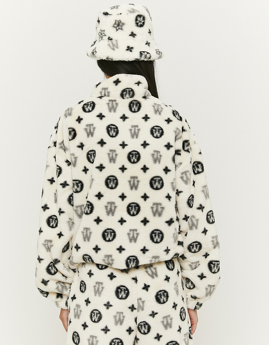 TALLY WEiJL, Sweat Imprimé en Fausse Fourrure Blanc for Women