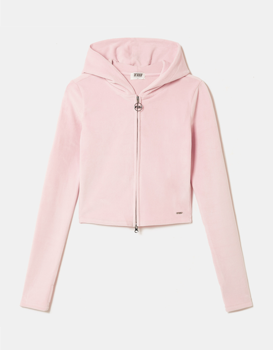 TALLY WEiJL, Pink Cropped Zip Up Hoodie for Women