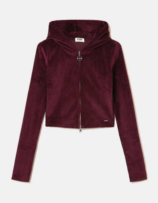 TALLY WEiJL, Brown Cropped Zip Up Hoodie for Women