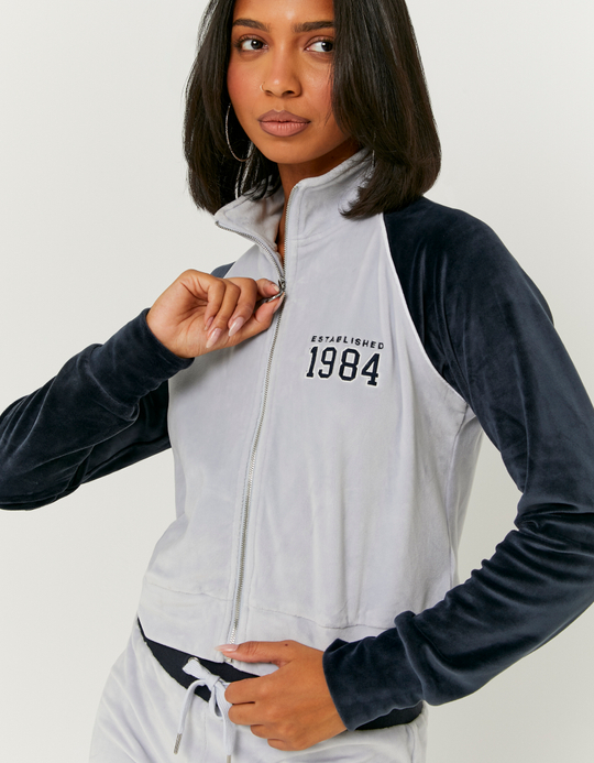 TALLY WEiJL, Blue Velvet Zip-Up Sweatshirt for Women