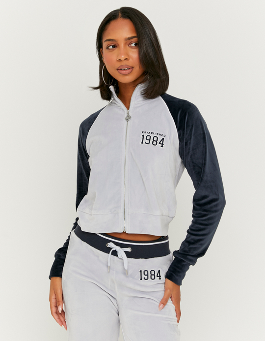 TALLY WEiJL, Blue Velvet Zip-Up Sweatshirt for Women