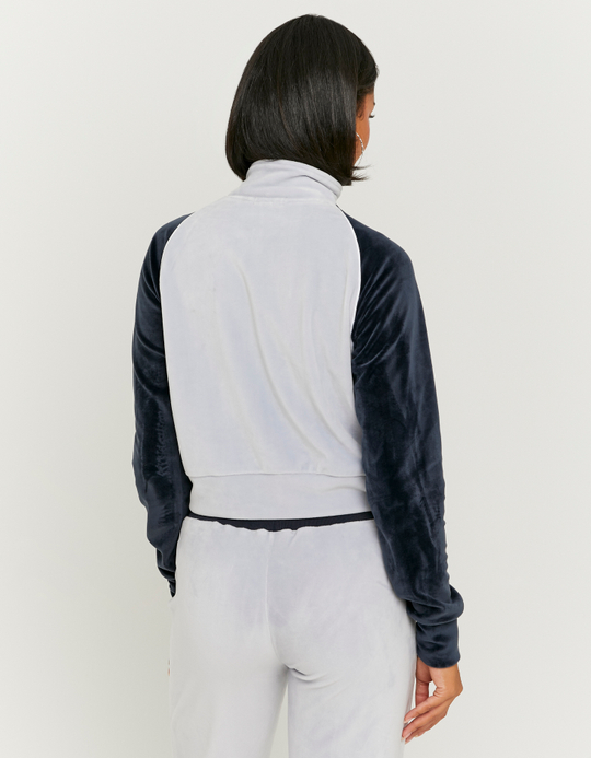 TALLY WEiJL, Felpa In Velluto Blu Con Zip for Women
