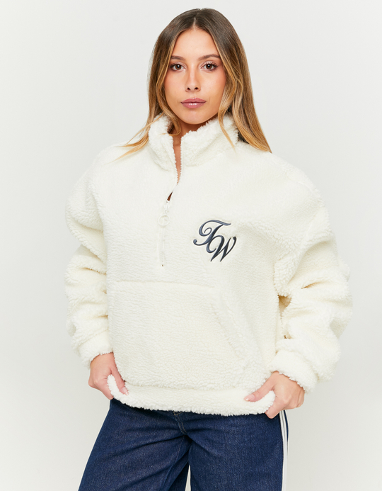 TALLY WEiJL, Oversize Sherpa Sweatshirt with Embellished Patch for Women