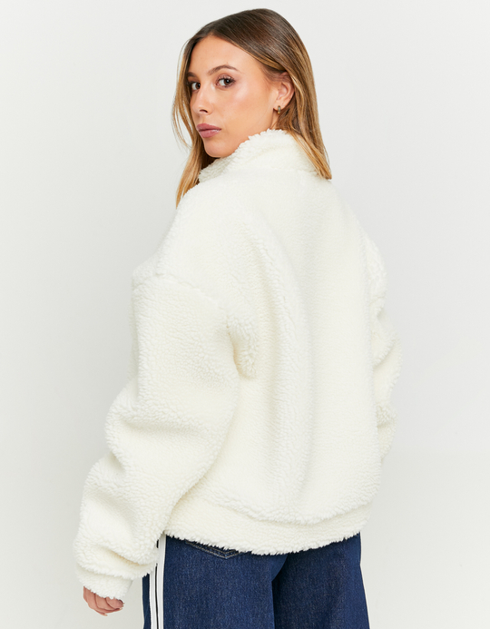 TALLY WEiJL, Oversize Sherpa Sweatshirt with Embellished Patch for Women