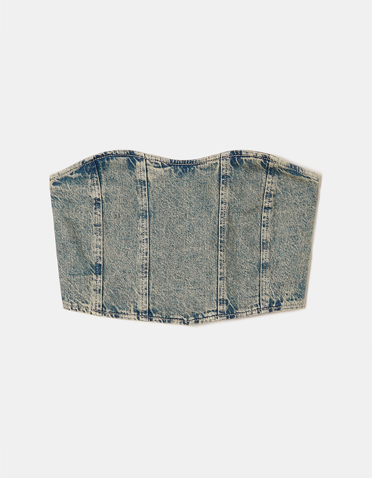 TALLY WEiJL, Cropped Denim-Korsett-Top for Women