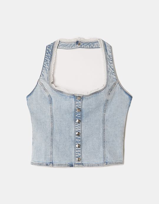 TALLY WEiJL, Denim Halter Top for Women