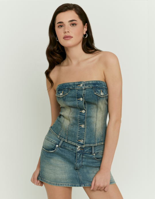 TALLY WEiJL, Blue Sleeveless Denim Top for Women
