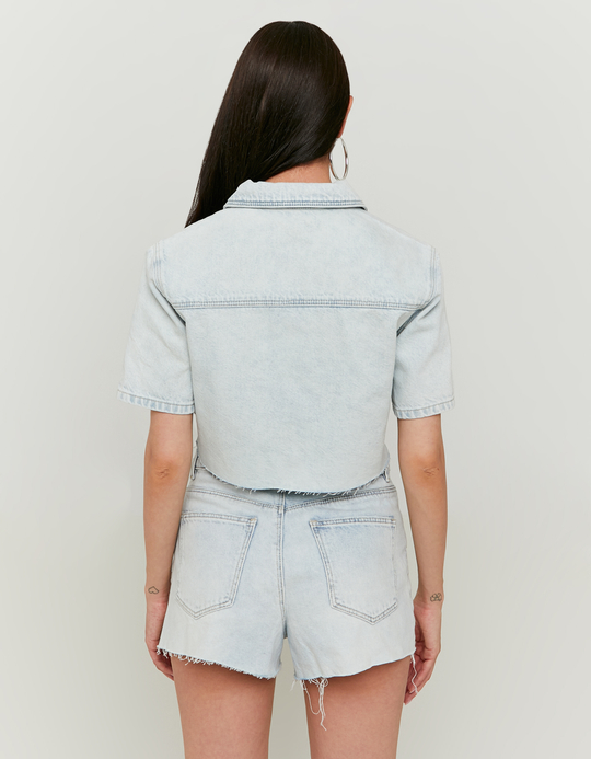 TALLY WEiJL, Denim Cropped Shirt mit Strass for Women