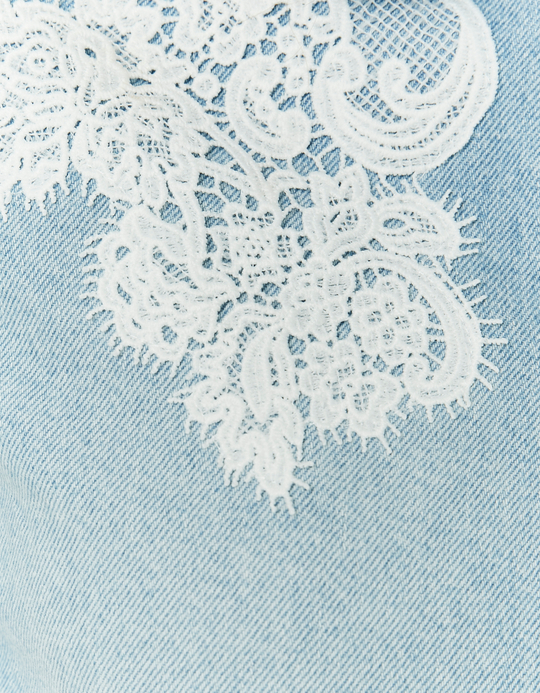 TALLY WEiJL, Blue Denim Lace Shirt for Women