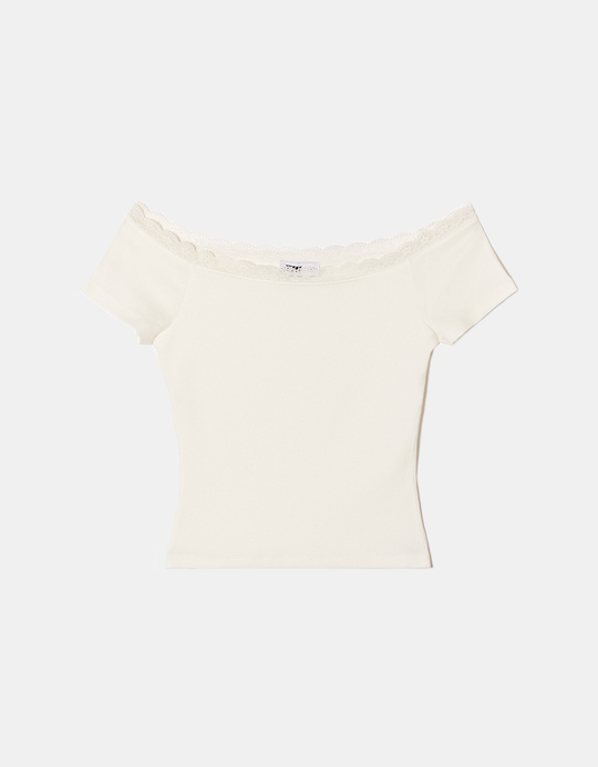 TALLY WEiJL, Top Blanc Basique Épaules Dénudées for Women