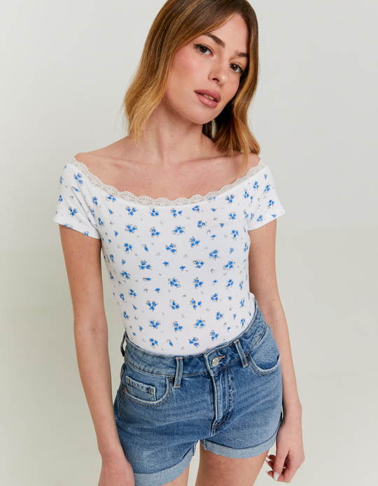TALLY WEiJL, Floral Basic Off Shoulder Top for Women