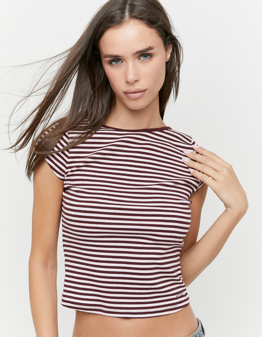 TALLY WEiJL, T Shirt Righe Bordeaux for Women