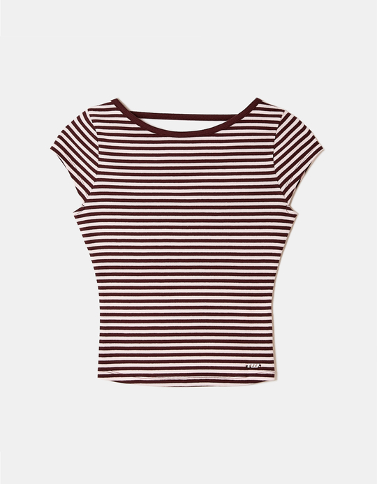 TALLY WEiJL, Gestreiftes Bordeaux T Shirt for Women