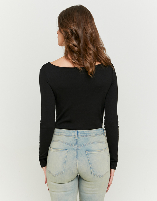 TALLY WEiJL, Boat Neck Black T-Shirt for Women