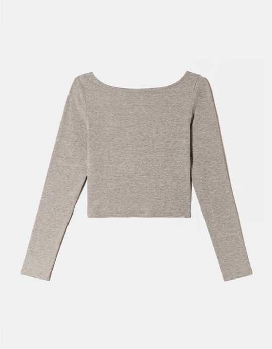 TALLY WEiJL, Boat Neck Grey T-Shirt for Women