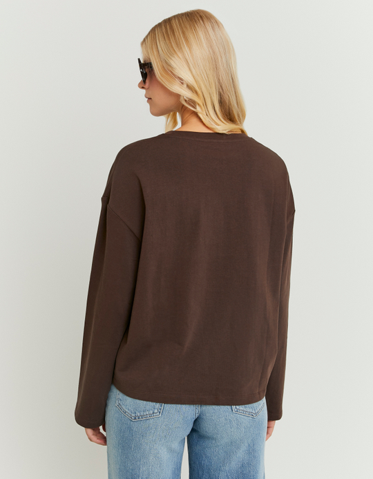 TALLY WEiJL, T-shirt Marron Basique à Manches Longues for Women