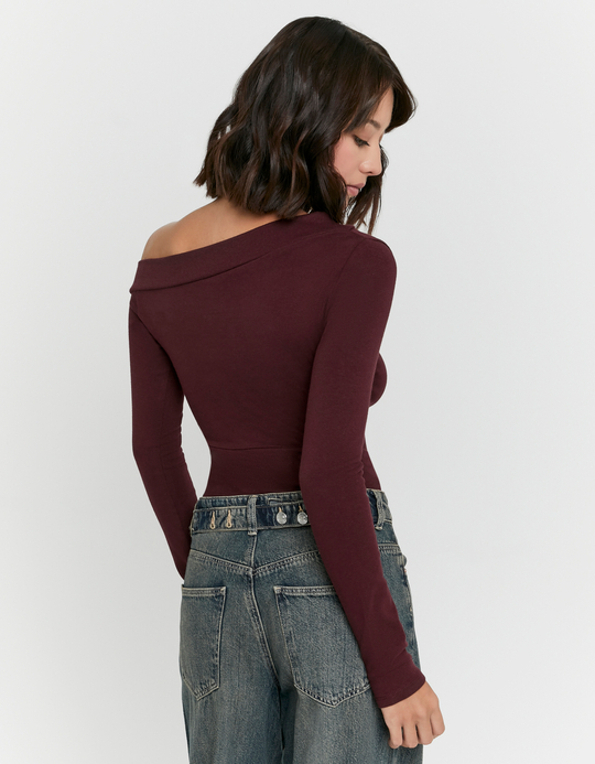 TALLY WEiJL, Top Bordeaux Asymétrique for Women
