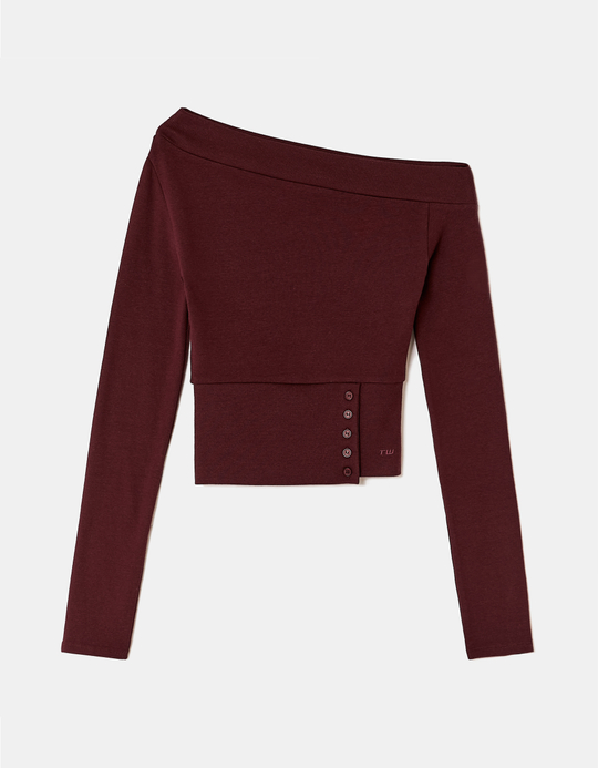 TALLY WEiJL, Top Bordeaux Asymétrique for Women