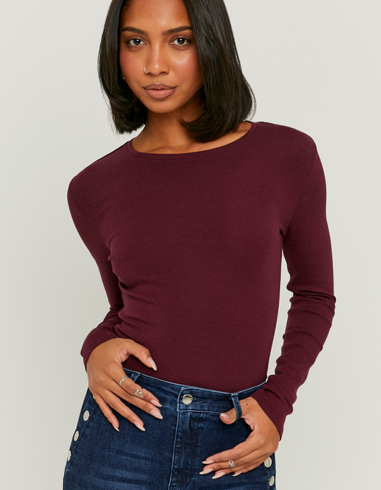 TALLY WEiJL, T-shirt Basic Μακρύ Μανίκι Μωβ for Women