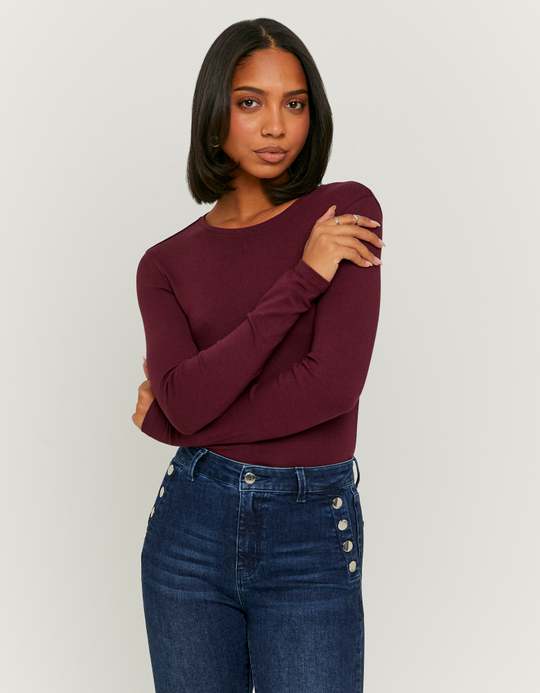 TALLY WEiJL, T-shirt Basic Μακρύ Μανίκι Μωβ for Women