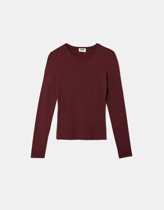 TALLY WEiJL, T-shirt Bordeaux Basique à Manches Longues for Women