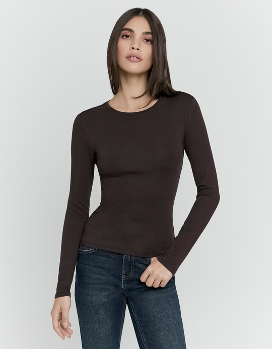 TALLY WEiJL, T Shirt Marrone a Maniche Lunghe for Women