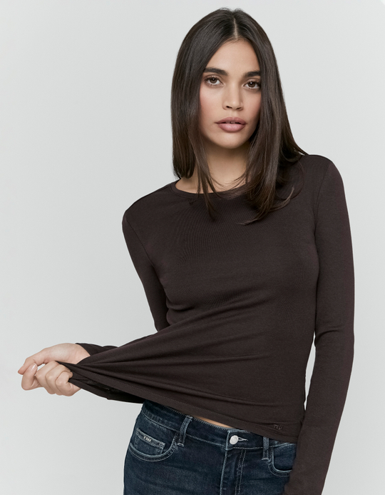TALLY WEiJL, T Shirt Marrone a Maniche Lunghe for Women