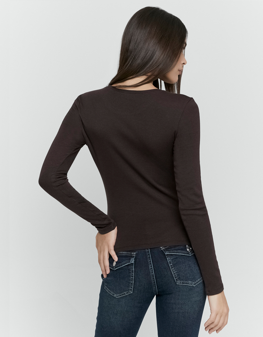 TALLY WEiJL, T Shirt Marrone a Maniche Lunghe for Women